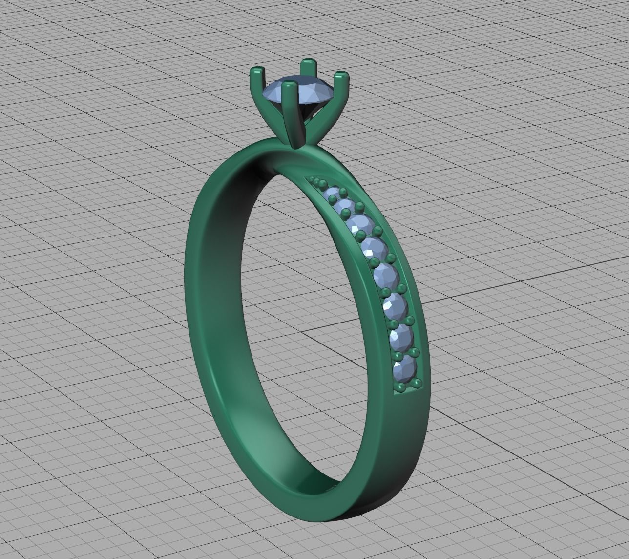 Mobius Engagement Diamond Ring Four Claw design 4mm Stone 3D print model_20
