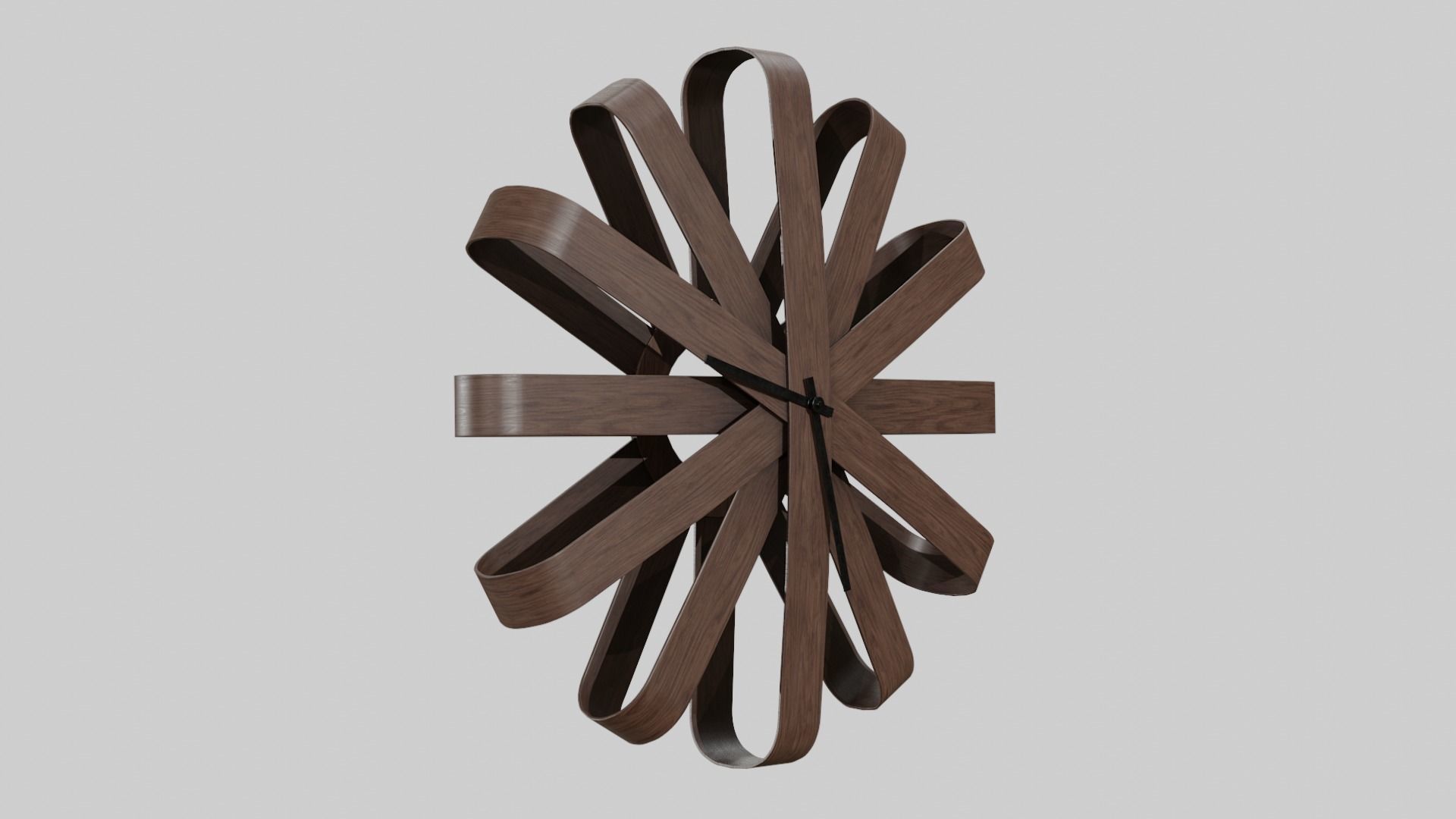 Umbra Ribbonwood Wall Clock wood walnut Low-poly 3D model_19