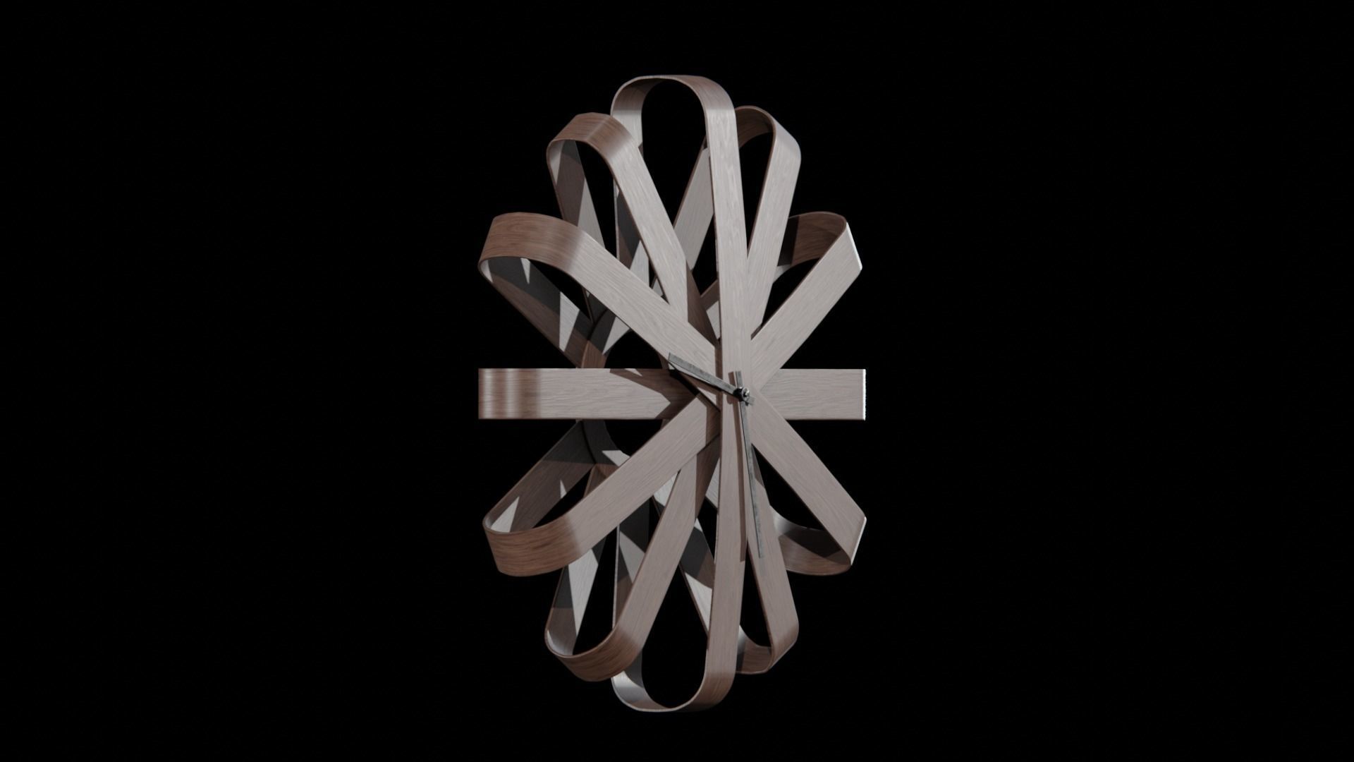 Umbra Ribbonwood Wall Clock wood walnut Low-poly 3D model_12