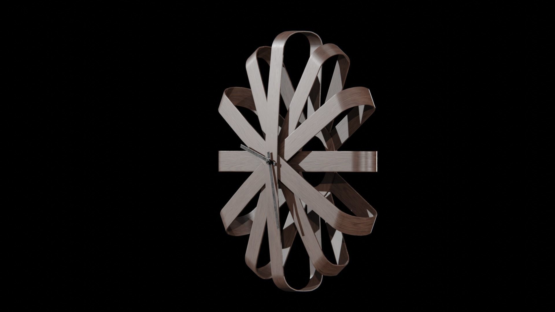 Umbra Ribbonwood Wall Clock wood walnut Low-poly 3D model_3