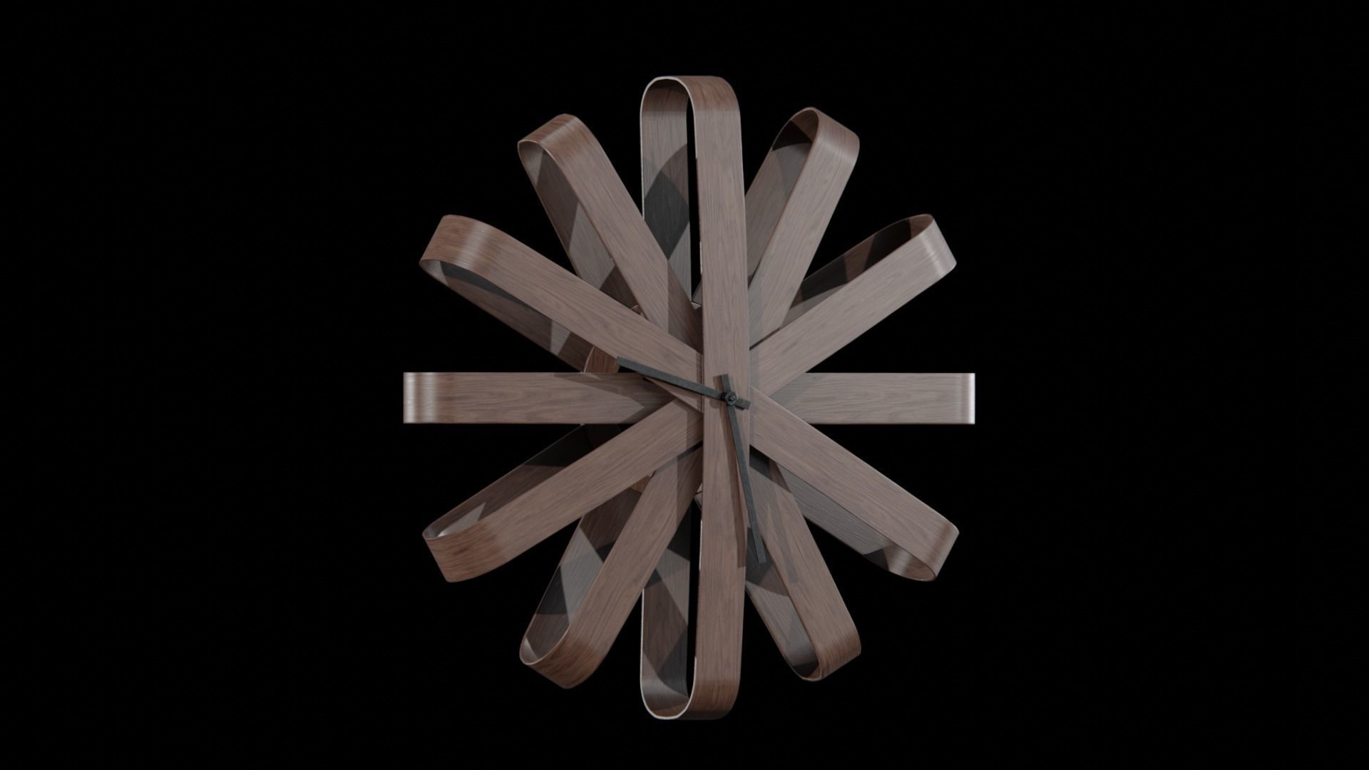 Umbra Ribbonwood Wall Clock wood walnut Low-poly 3D model_13