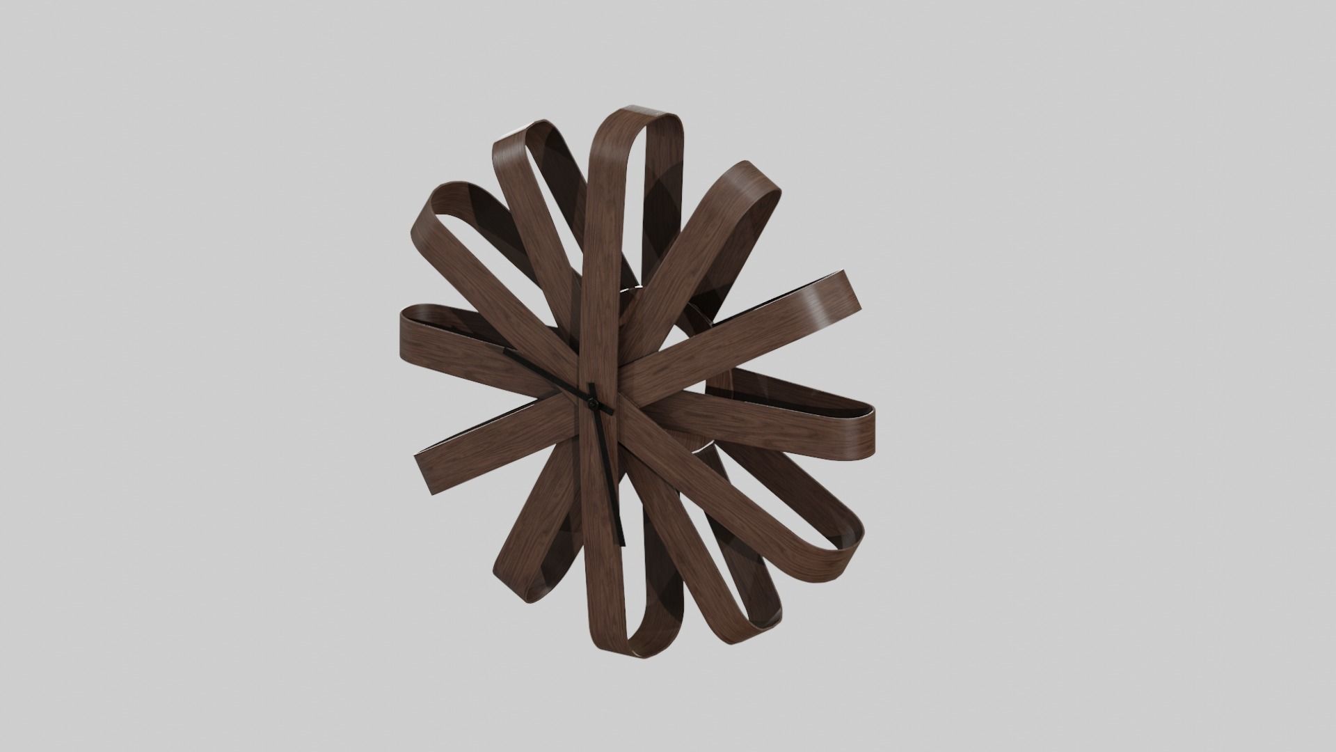 Umbra Ribbonwood Wall Clock wood walnut Low-poly 3D model_17