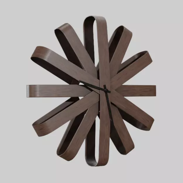 Umbra Ribbonwood Wall Clock wood walnut Low-poly 3D model_0