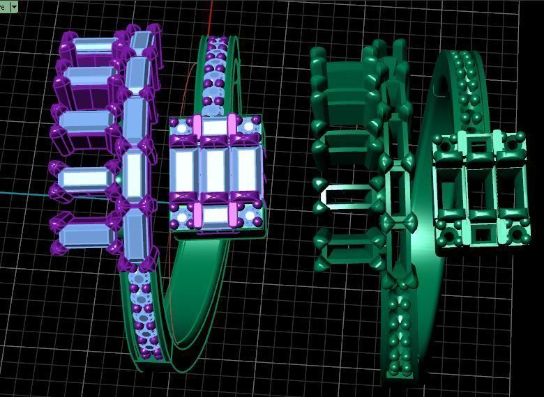 baguette fashion ring  3D model_7