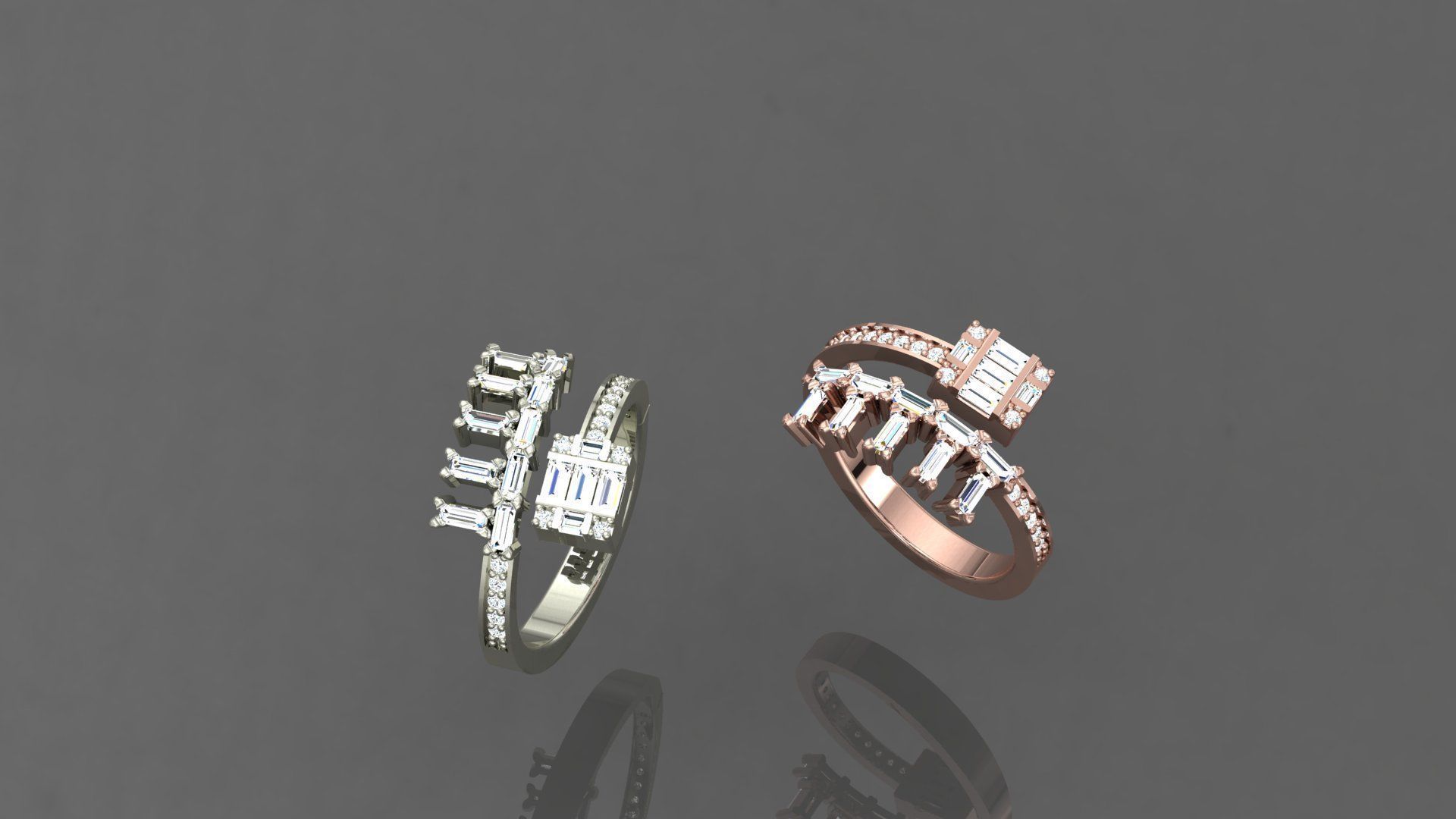 baguette fashion ring  3D model_5