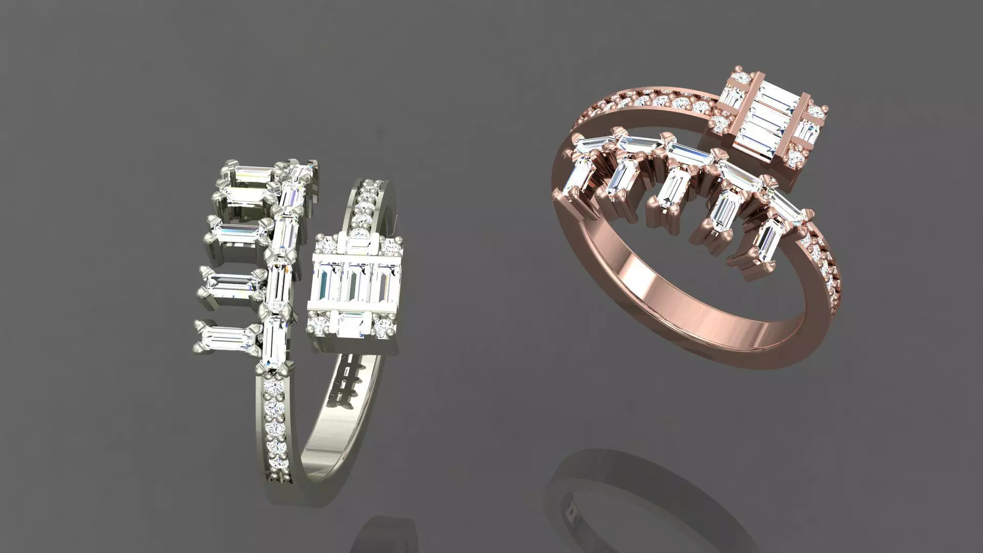 baguette fashion ring  3D model_0