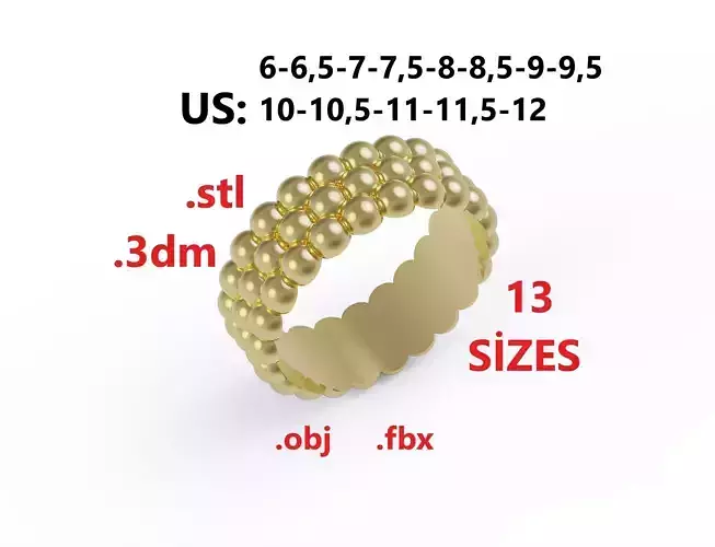Model 237 Semi Circle Ball Ring 3 US 13 Sizes