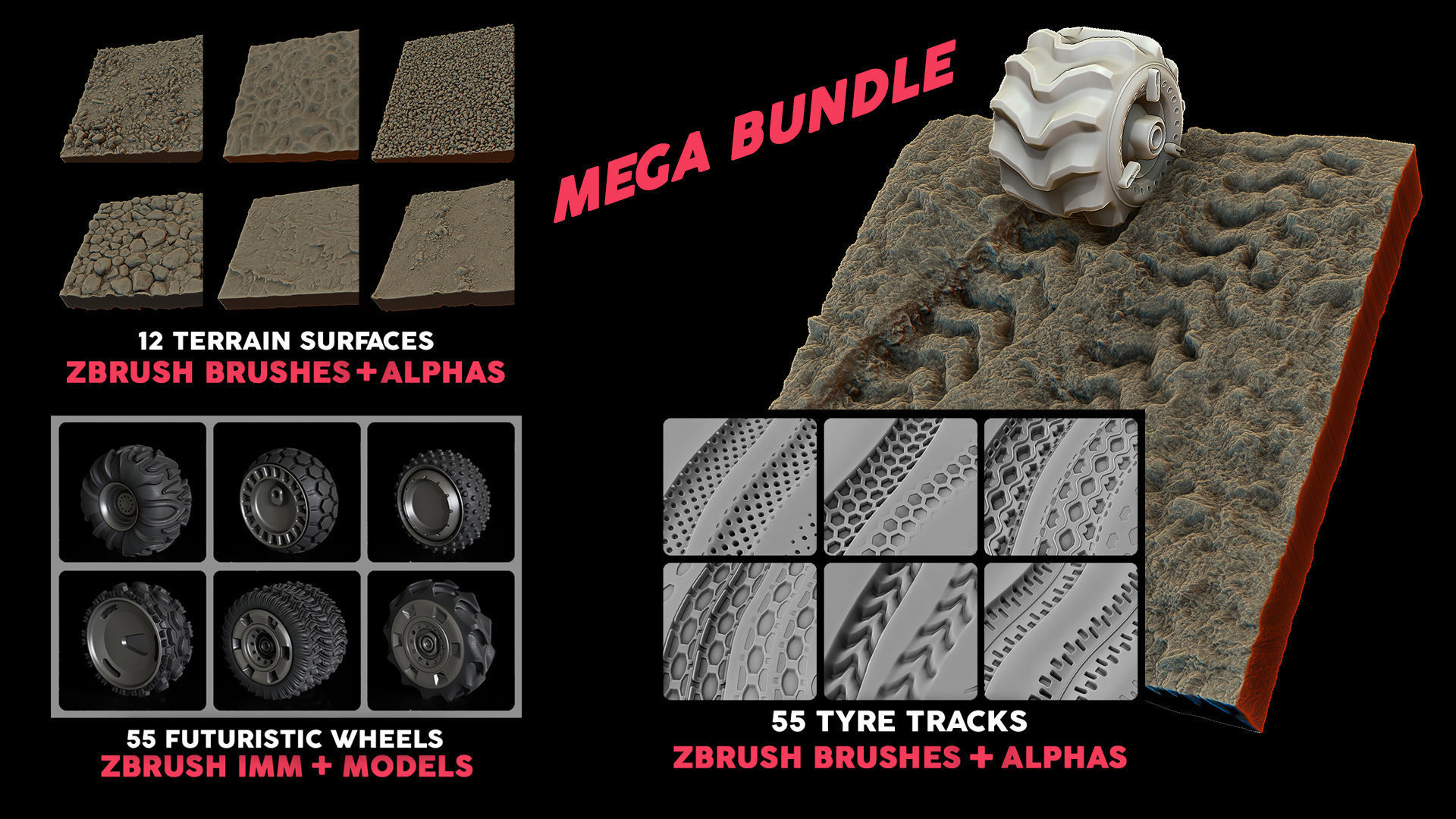 Explorer Ultimate Bundle wheels tyre tracks terrain surfaces 3D model_1
