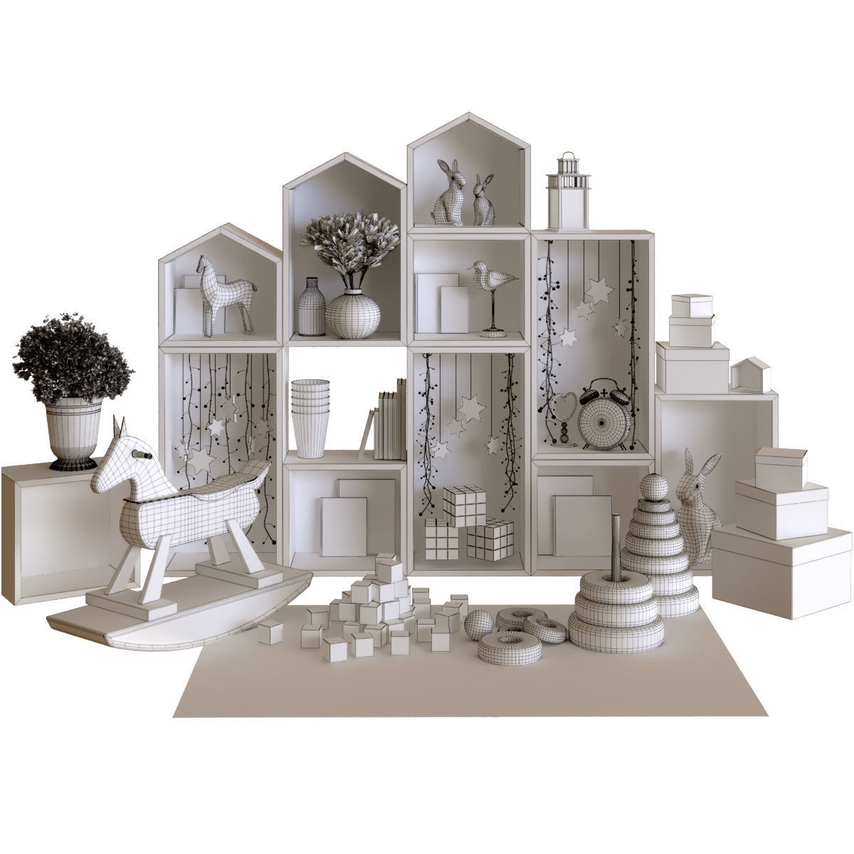 children decor set 001 Low-poly 3D model_1
