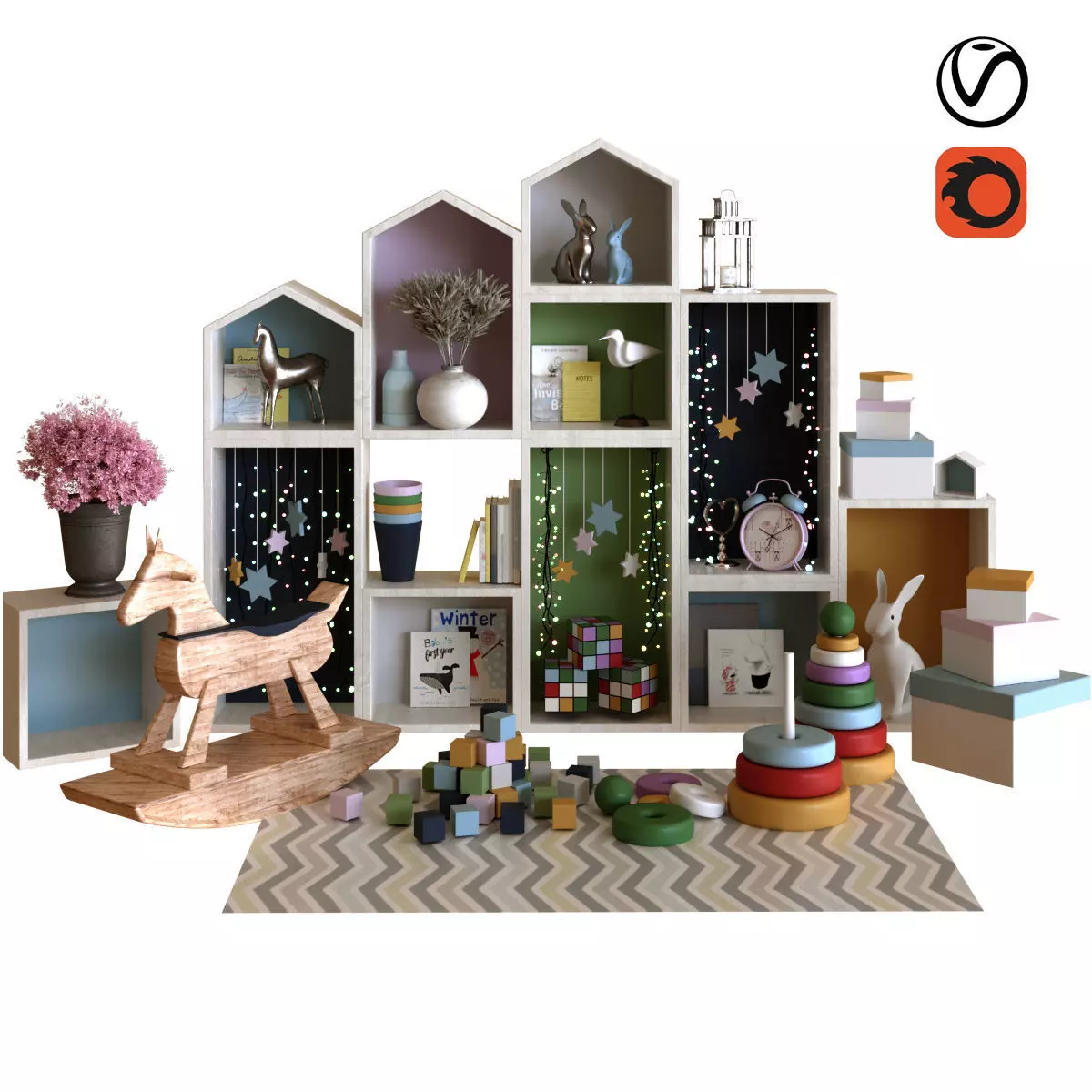 children decor set 001 Low-poly 3D model_0