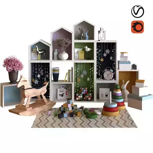 children decor set 001 Low-poly 3D model