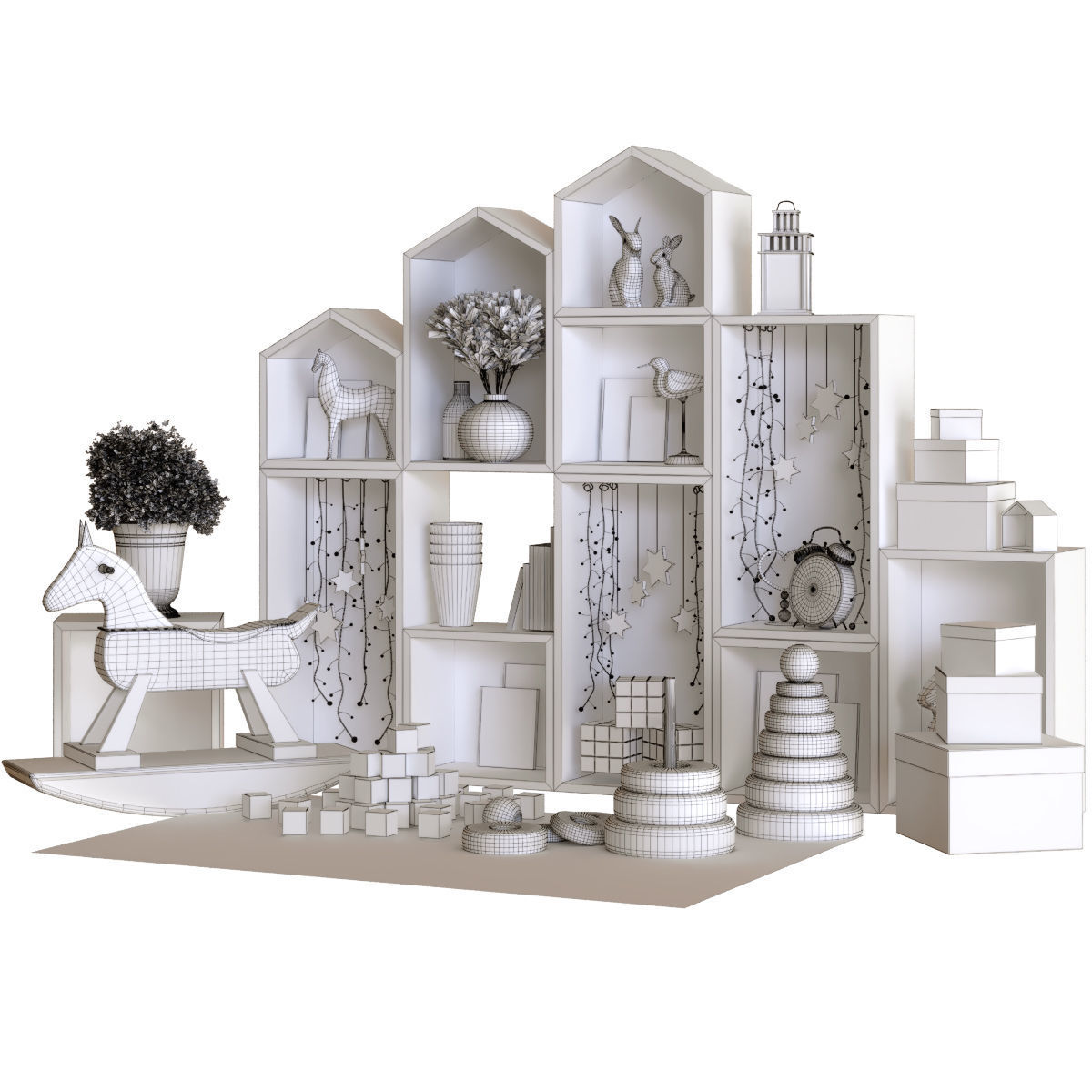 children decor set 001 Low-poly 3D model_2