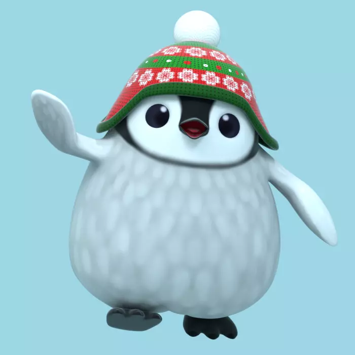 Cartoon Baby Penguin Low-poly 3D model