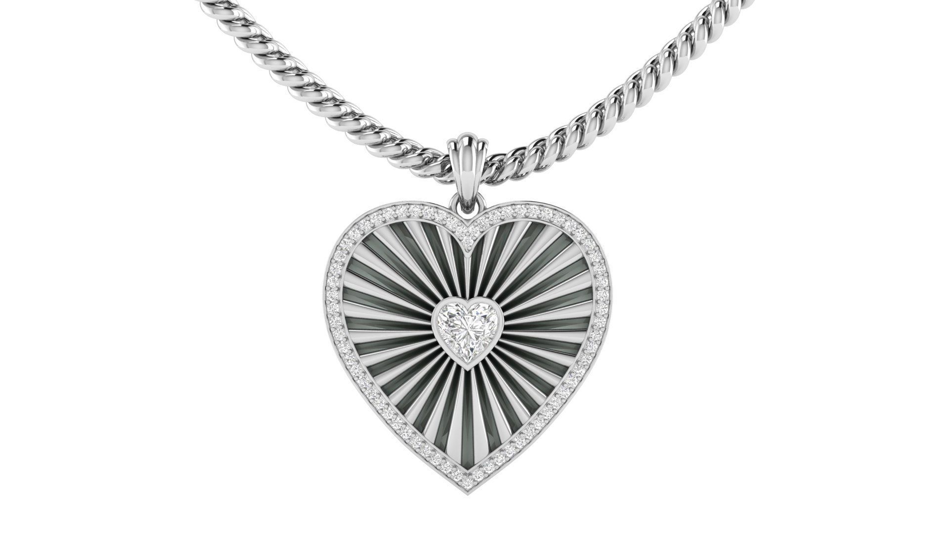 Heart Stripe Diamond Pendant  3D print model_13