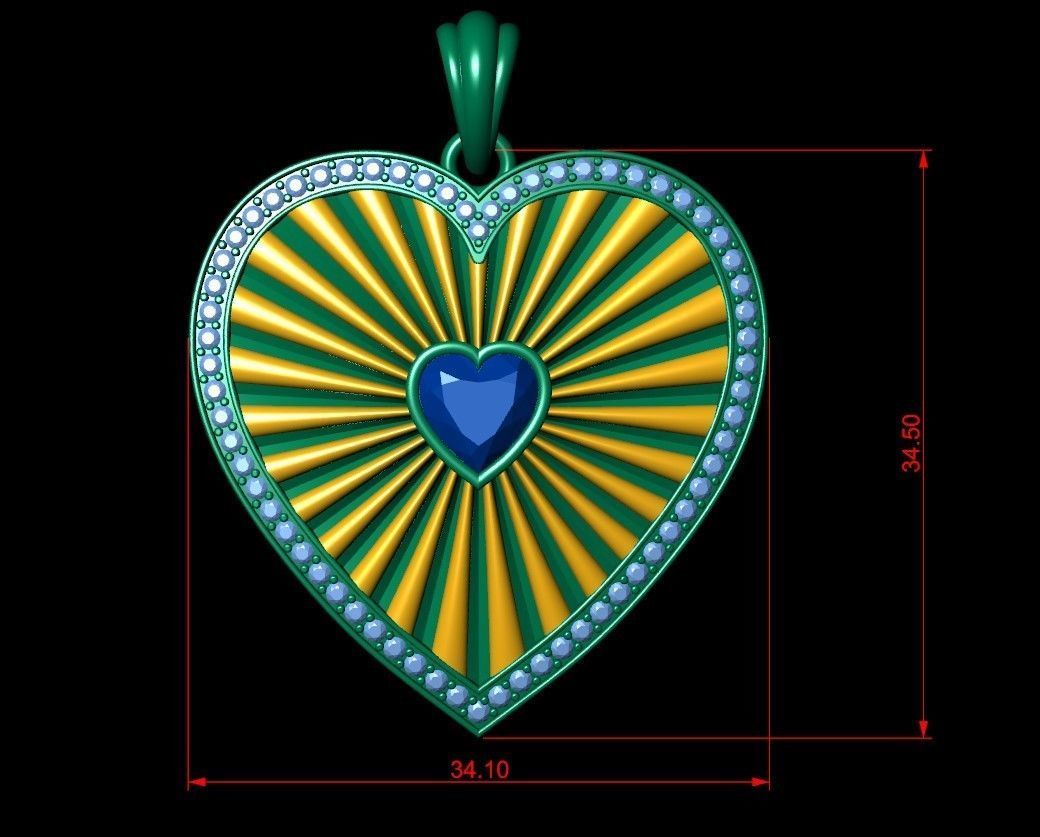 Heart Stripe Diamond Pendant  3D print model_3