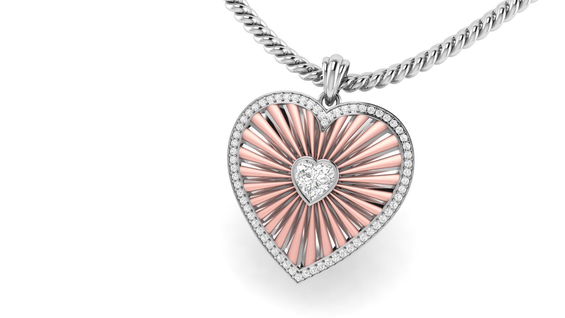 Heart Stripe Diamond Pendant  3D print model_8