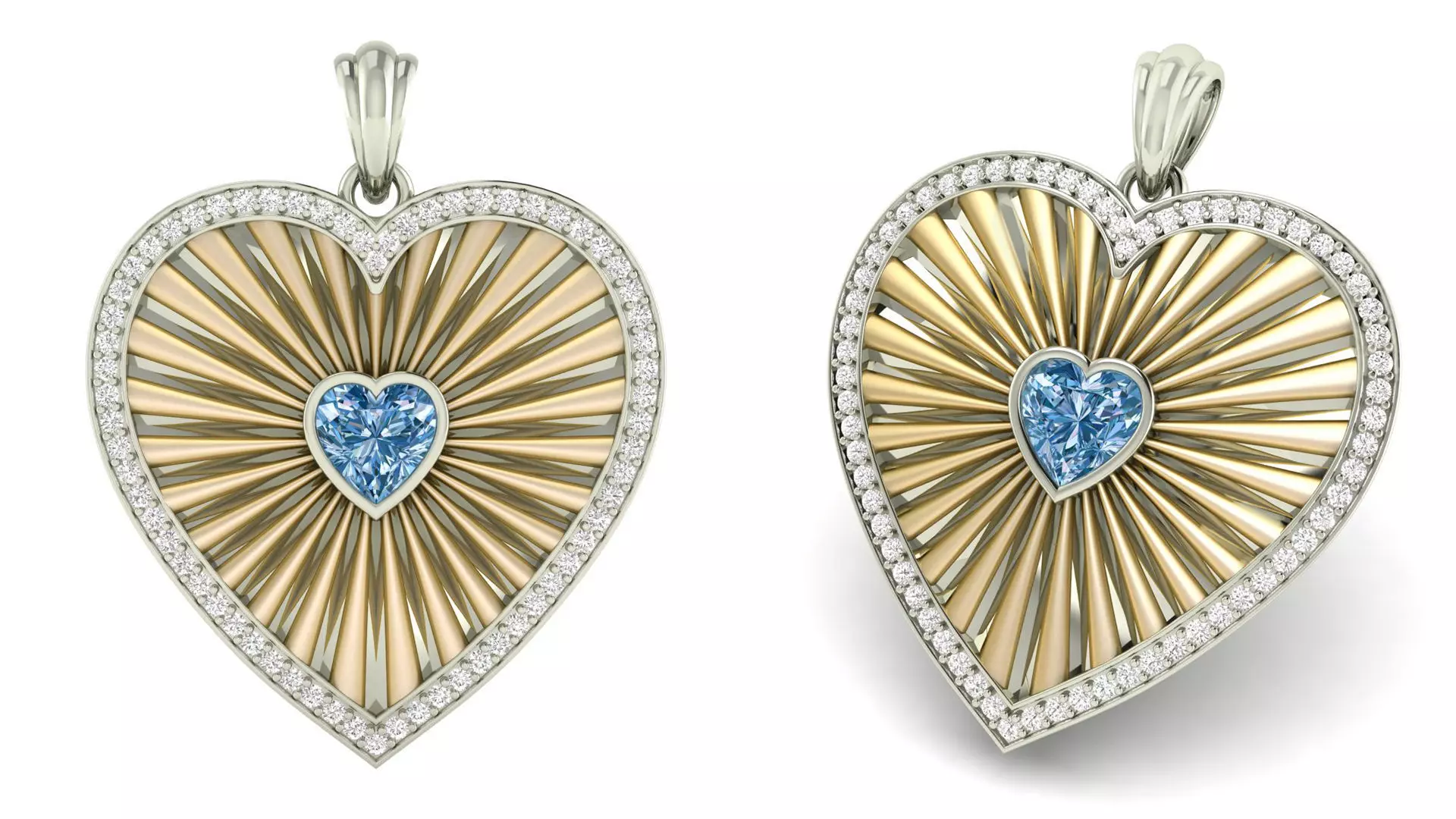 Heart Stripe Diamond Pendant  3D print model_0