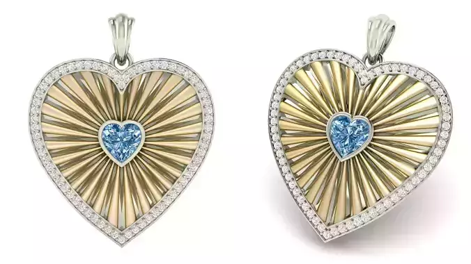 Heart Stripe Diamond Pendant 