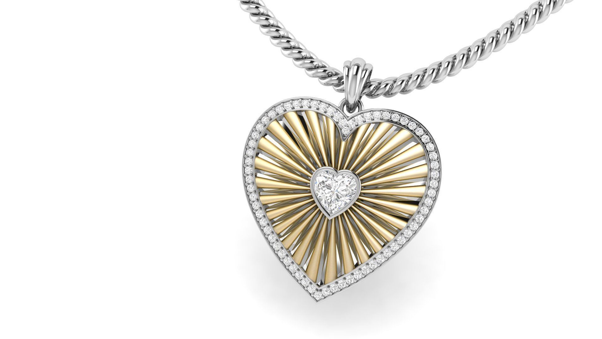 Heart Stripe Diamond Pendant  3D print model_9