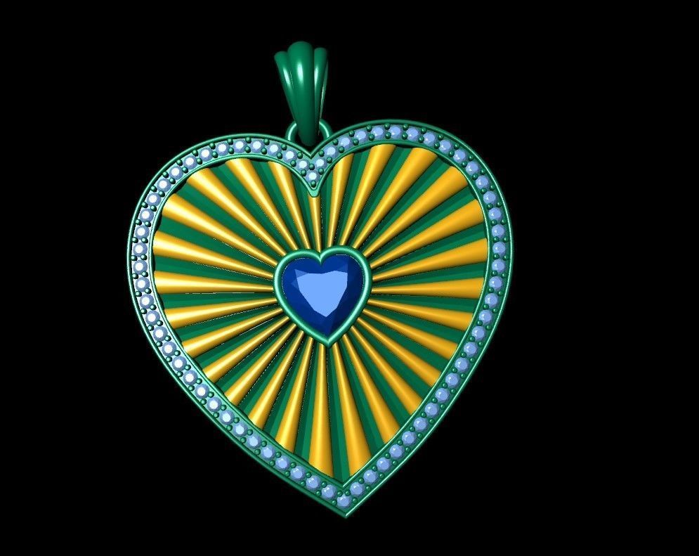 Heart Stripe Diamond Pendant  3D print model_4