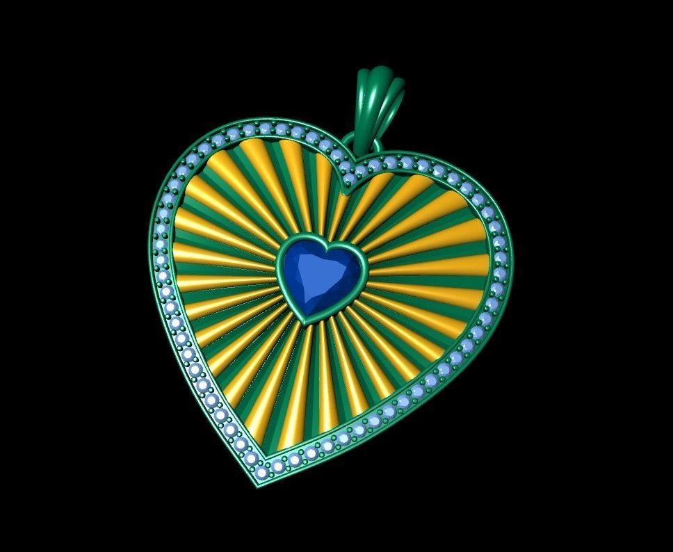 Heart Stripe Diamond Pendant  3D print model_5