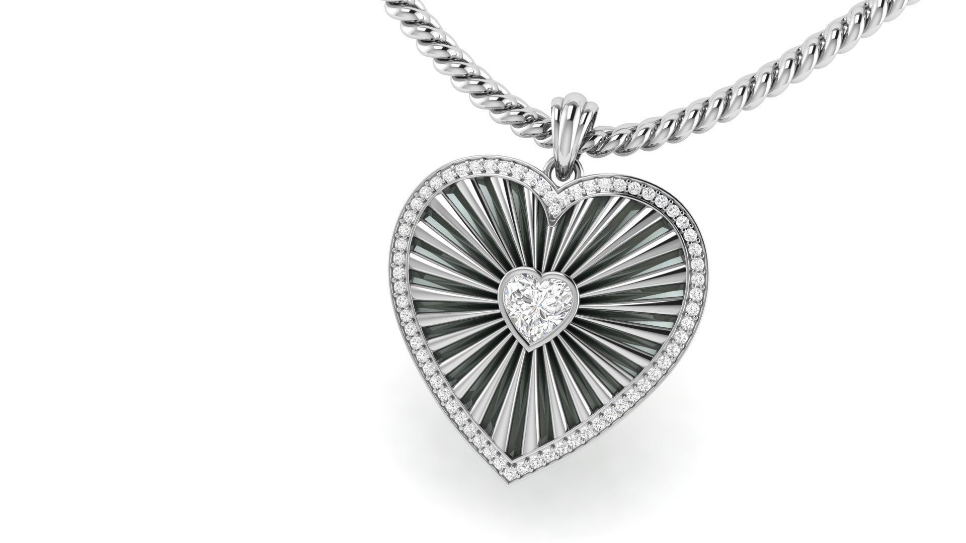 Heart Stripe Diamond Pendant  3D print model_10