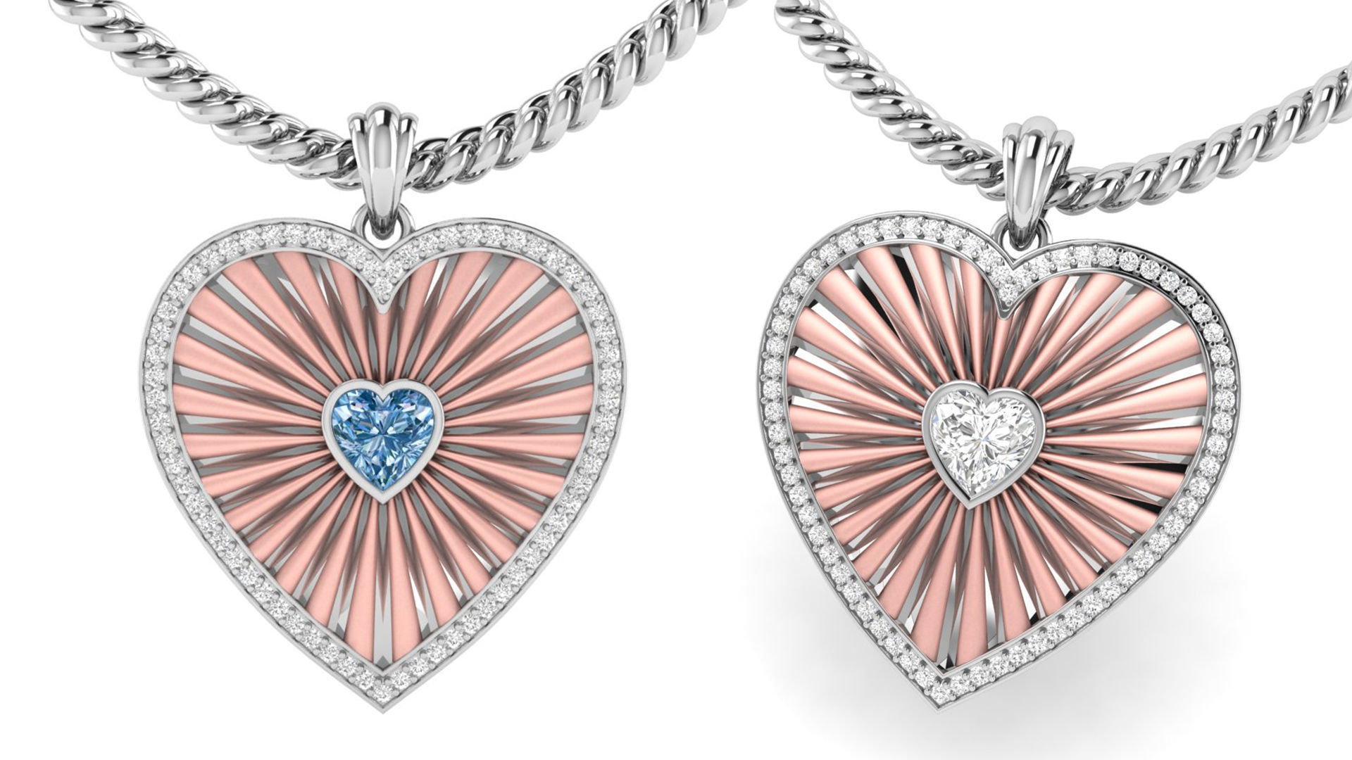 Heart Stripe Diamond Pendant  3D print model_2