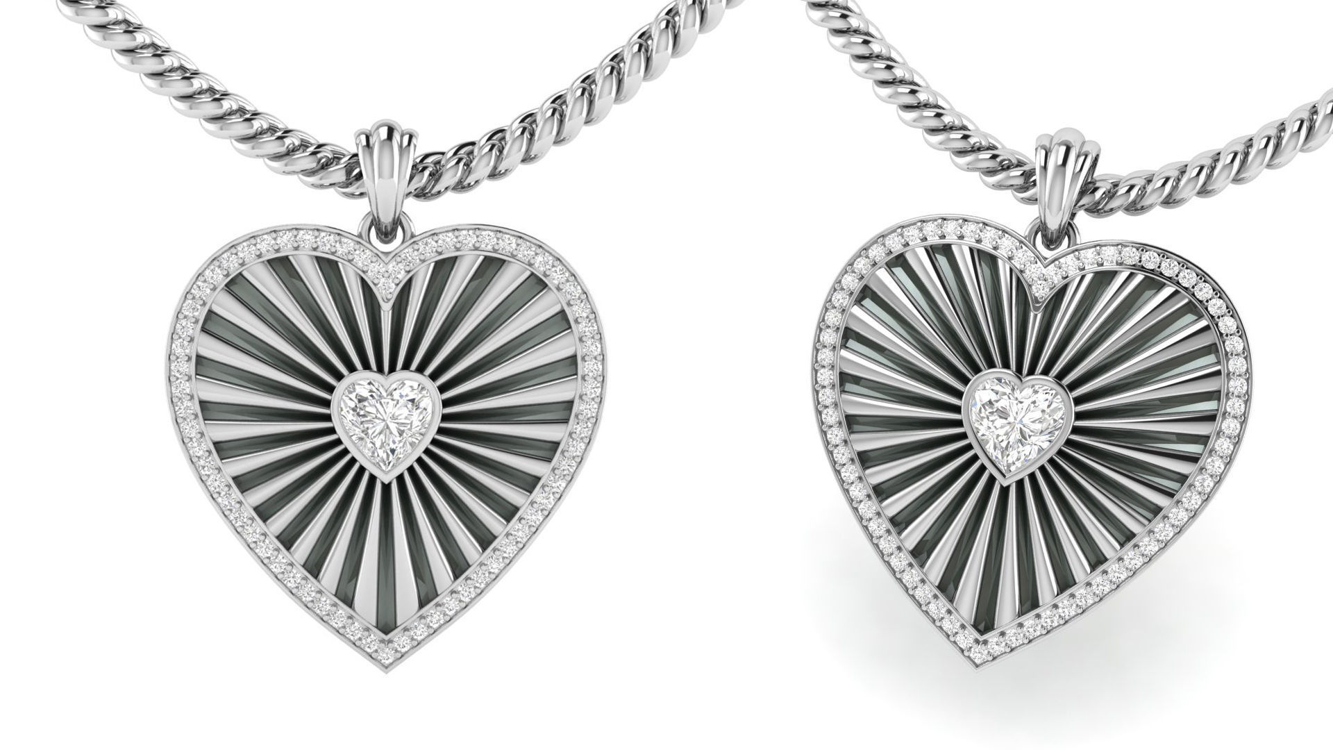 Heart Stripe Diamond Pendant  3D print model_1