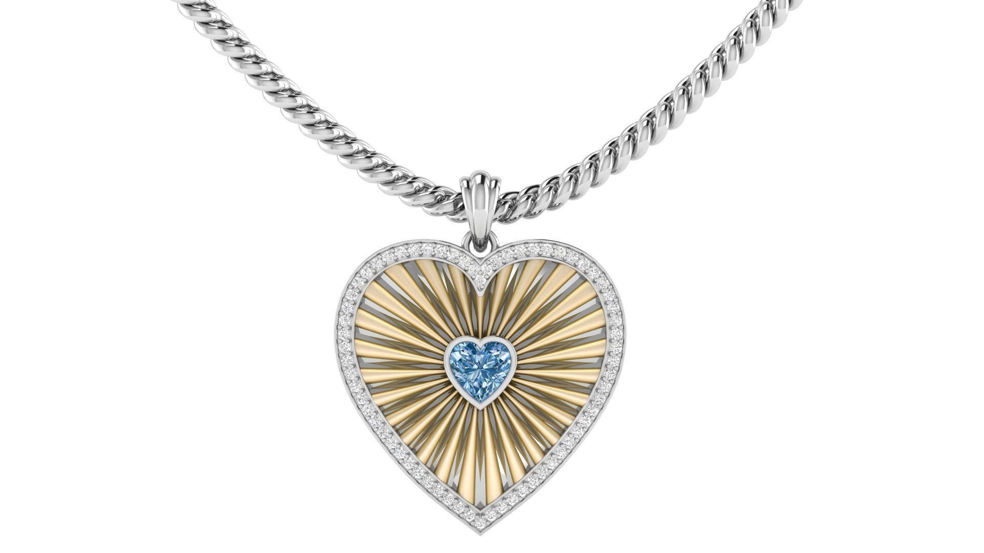 Heart Stripe Diamond Pendant  3D print model_12