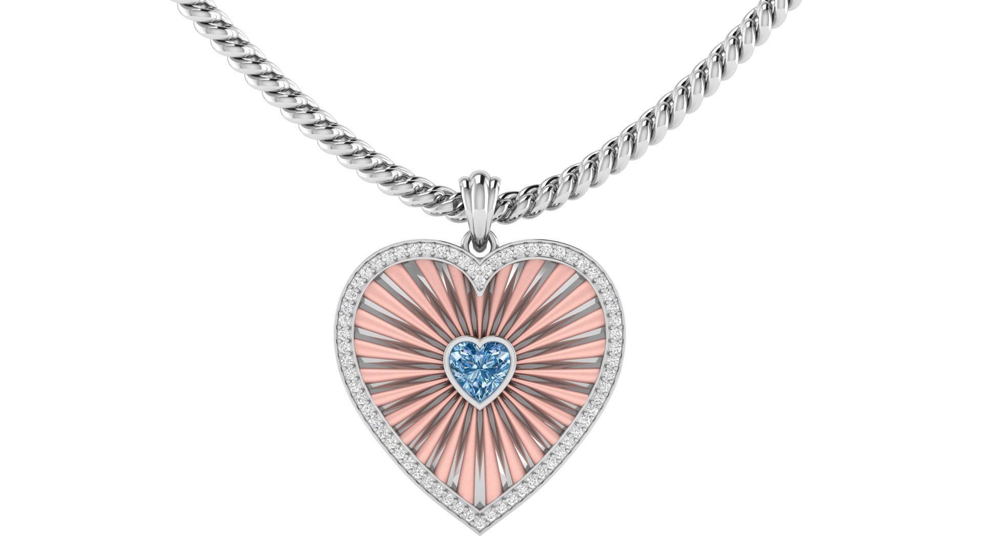 Heart Stripe Diamond Pendant  3D print model_11