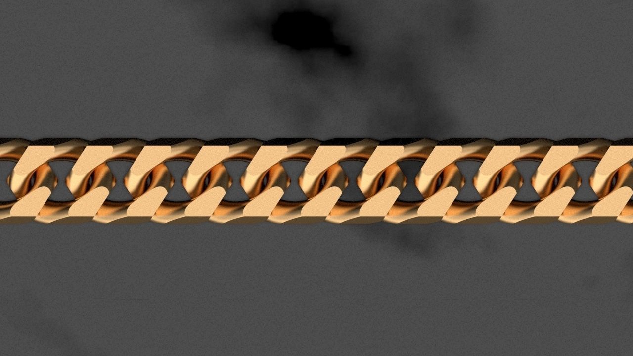 Edge faceted Cuban Link Chain 3D print model_3