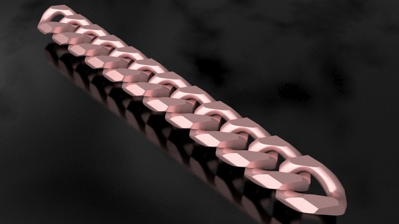 Edge faceted Cuban Link Chain 3D print model_2