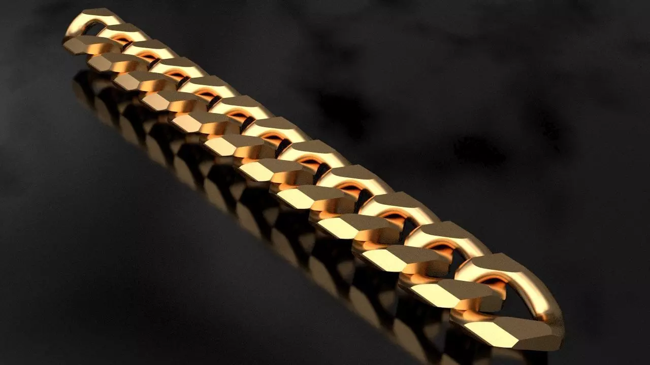 Edge faceted Cuban Link Chain 3D print model_0