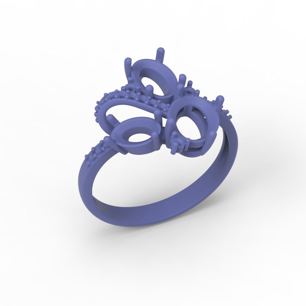 Women ring with gems 3dm stl 3D print model_20