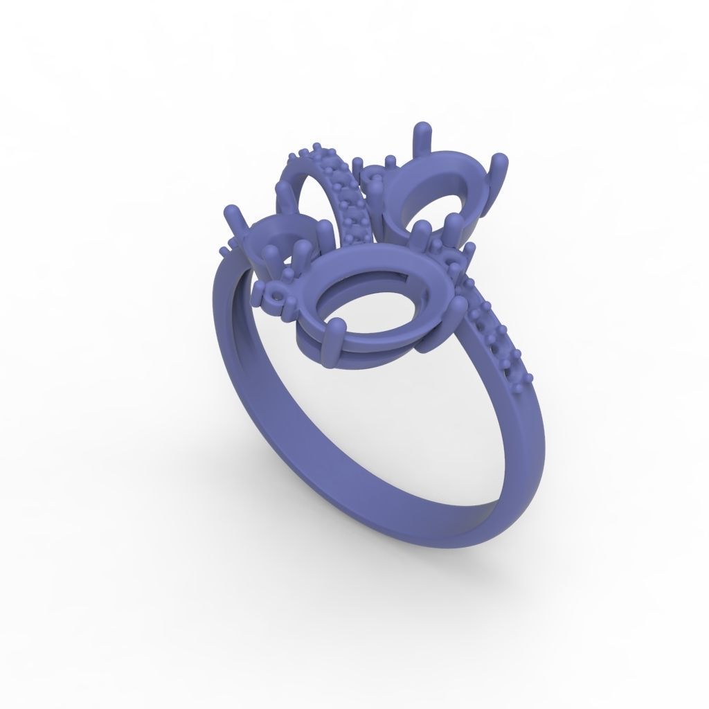 Women ring with gems 3dm stl 3D print model_21