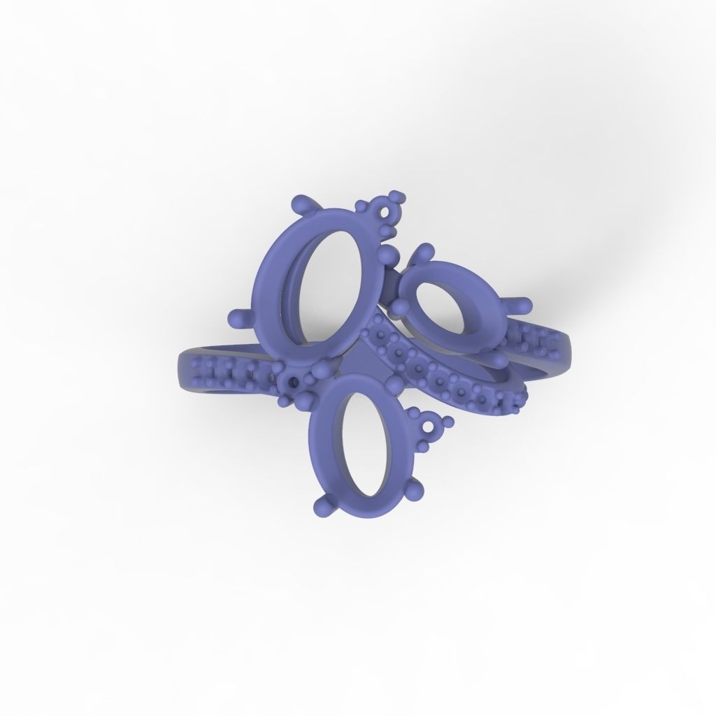Women ring with gems 3dm stl 3D print model_17