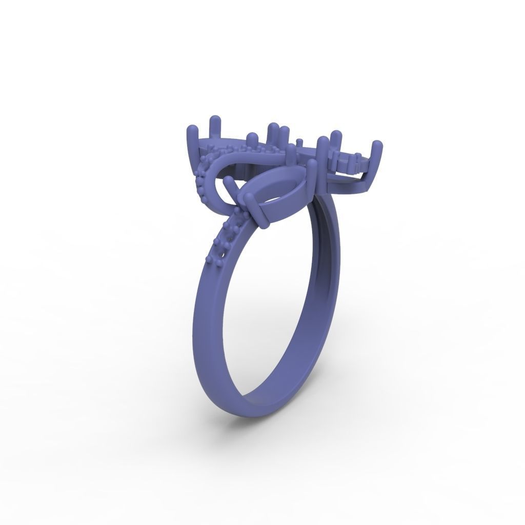Women ring with gems 3dm stl 3D print model_26