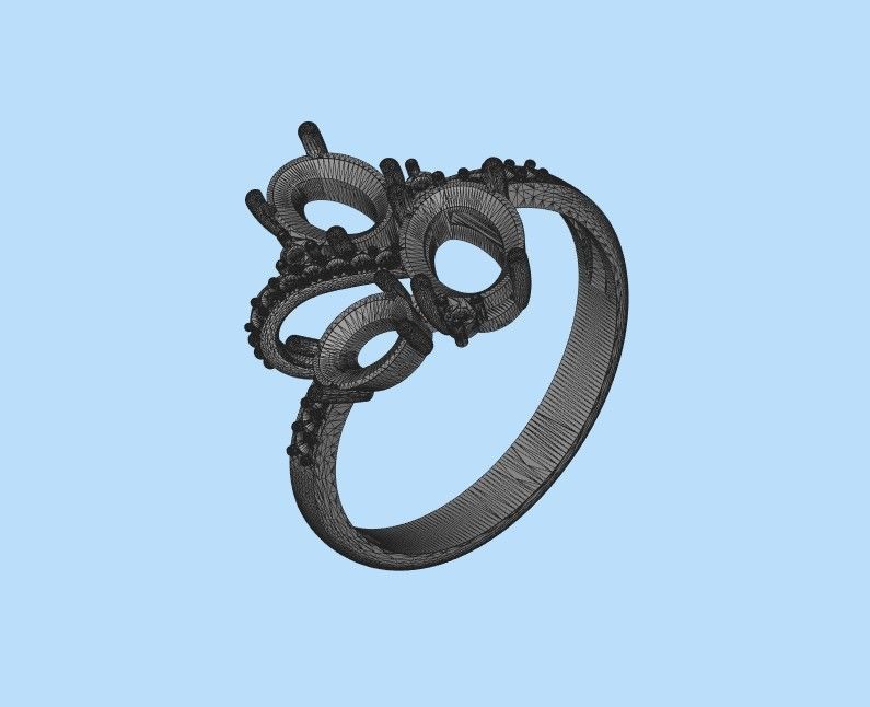Women ring with gems 3dm stl 3D print model_38