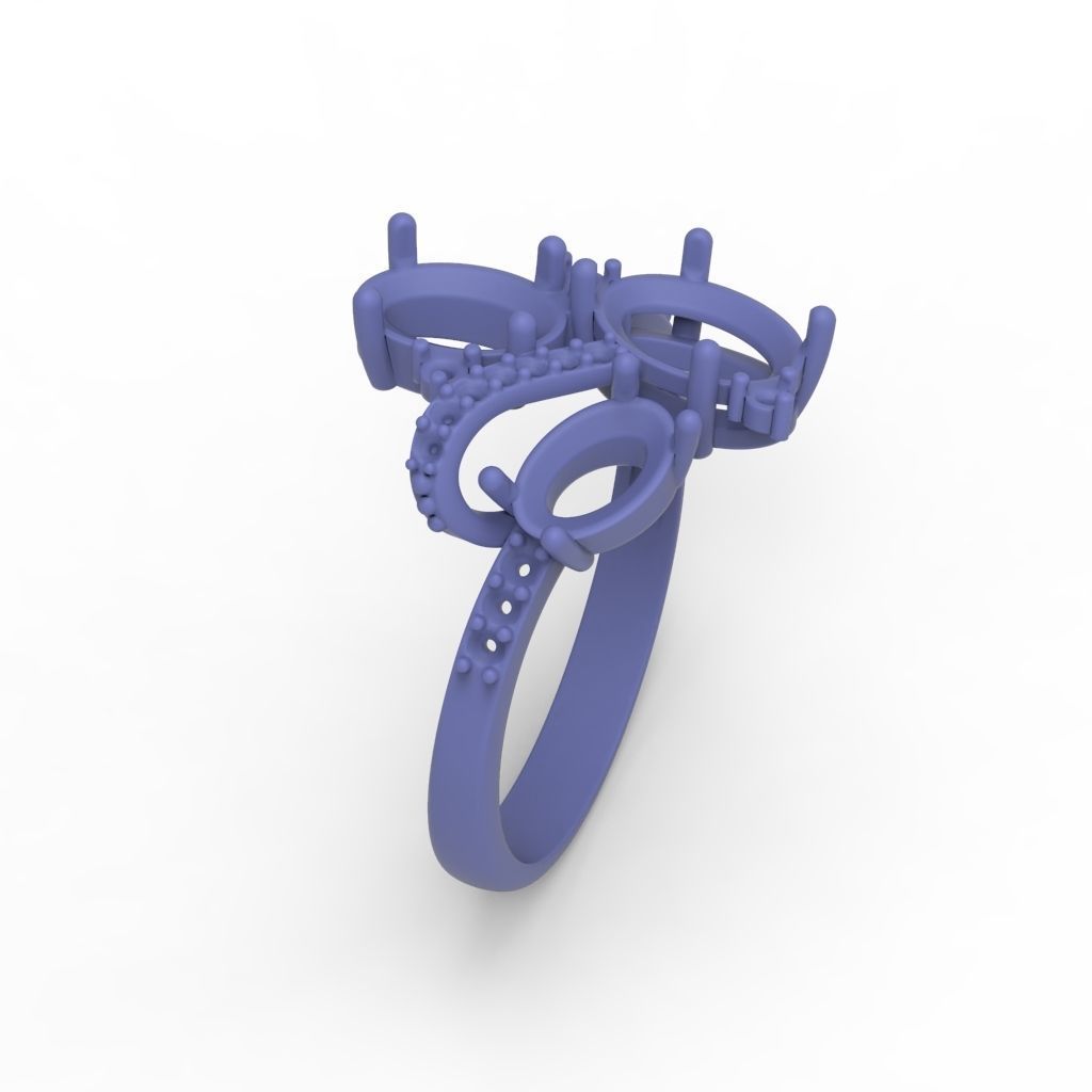 Women ring with gems 3dm stl 3D print model_19