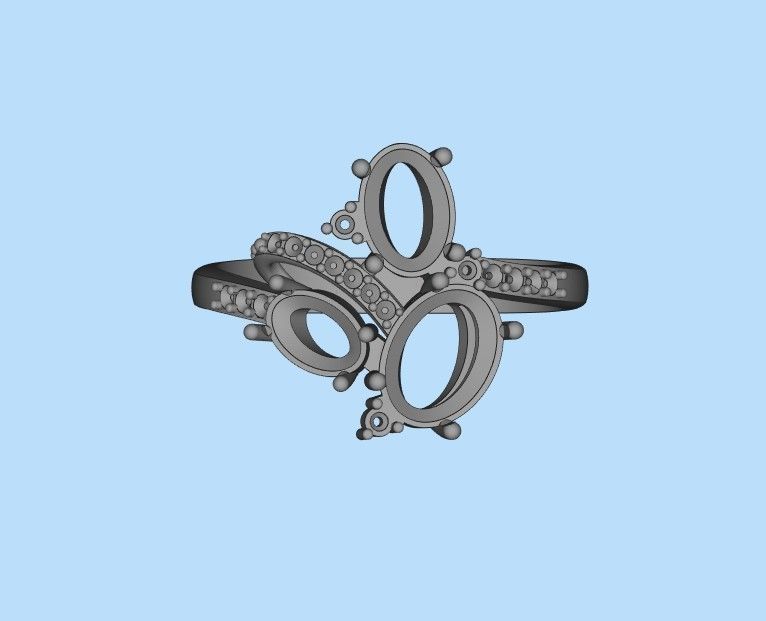 Women ring with gems 3dm stl 3D print model_35