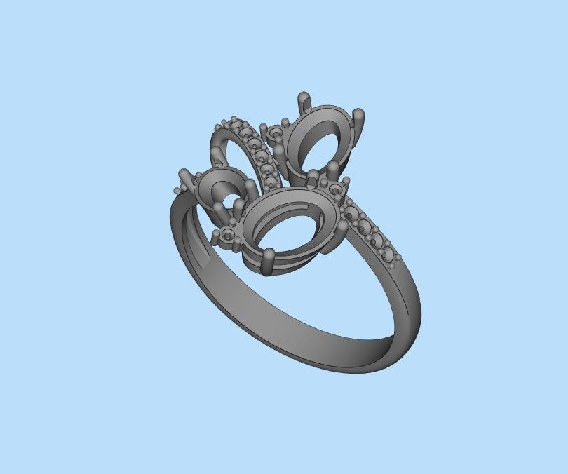 Women ring with gems 3dm stl 3D print model_31