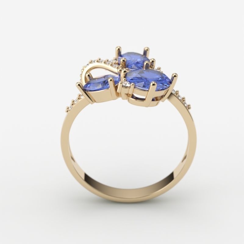 Women ring with gems 3dm stl 3D print model_10