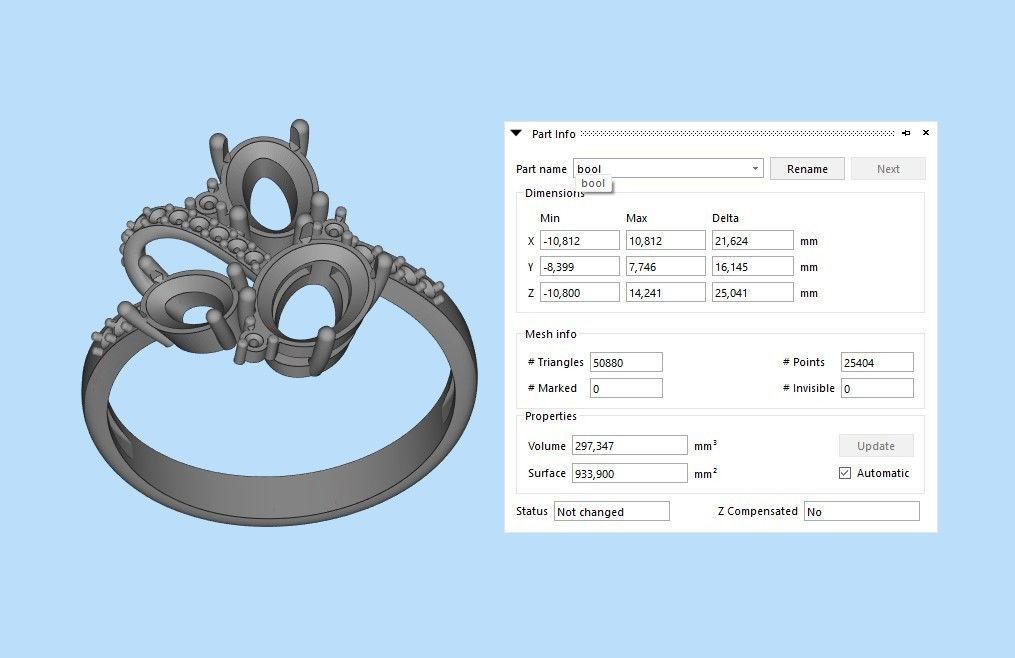 Women ring with gems 3dm stl 3D print model_30