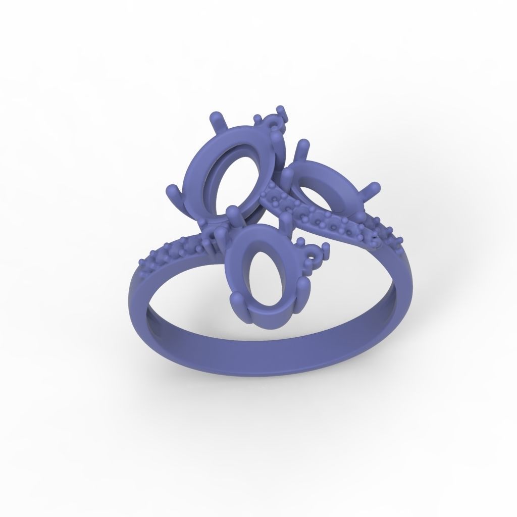 Women ring with gems 3dm stl 3D print model_16