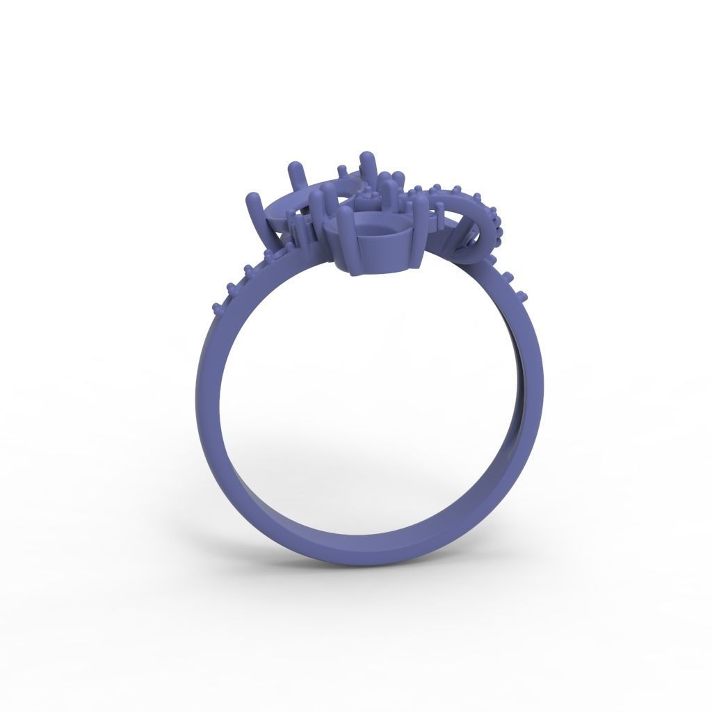 Women ring with gems 3dm stl 3D print model_24