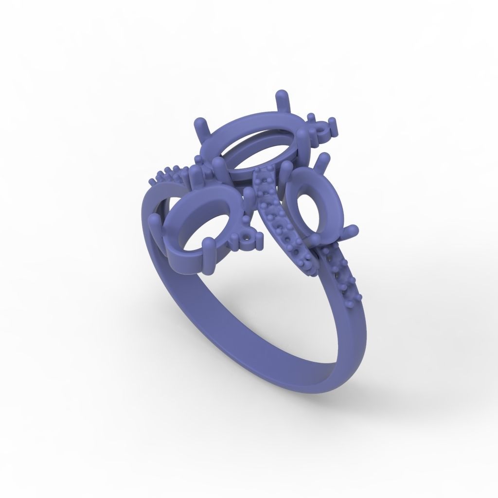 Women ring with gems 3dm stl 3D print model_18