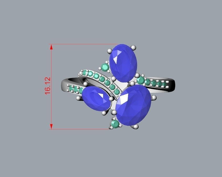 Women ring with gems 3dm stl 3D print model_27