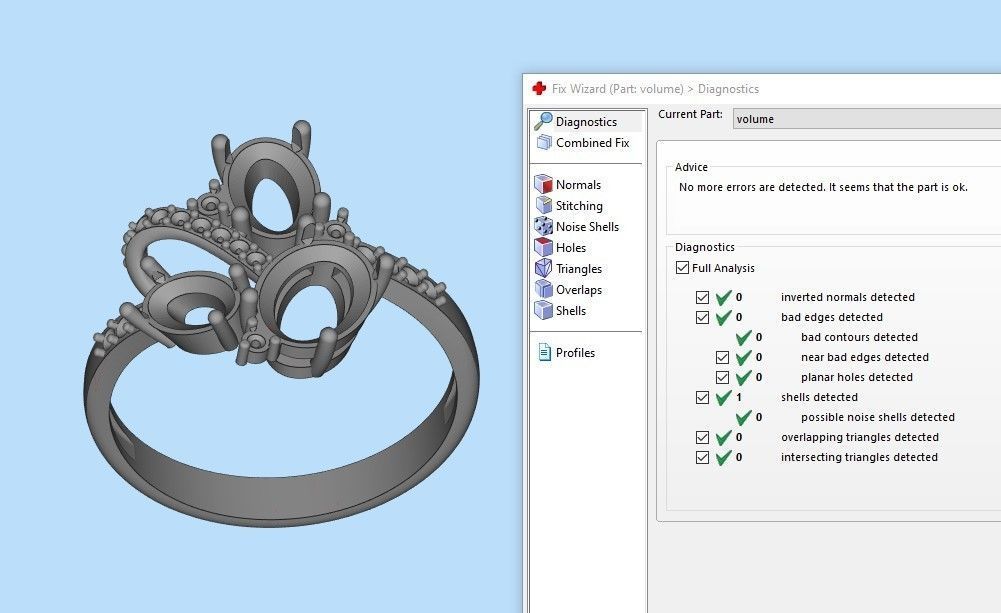 Women ring with gems 3dm stl 3D print model_7