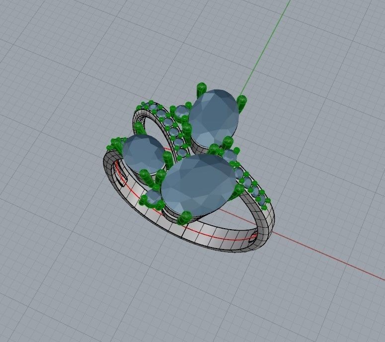 Women ring with gems 3dm stl 3D print model_29