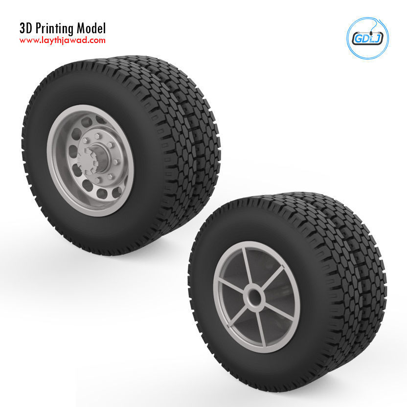 Truck wheels 1-32 3D print model_3